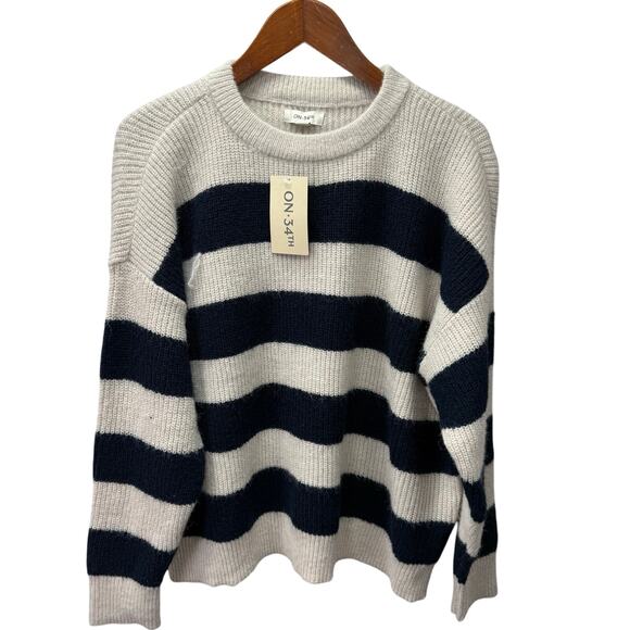 Macy's On 34th Plus Sweater 1X Striped Preppy NEW #G713-B - Picture 4 of 7